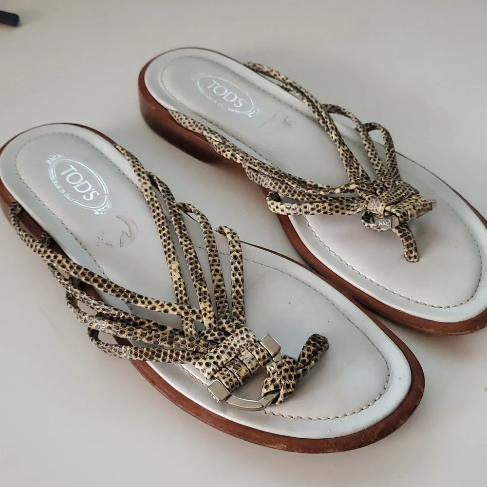 Tod's Snake Skin Flat Sandal Size 6
